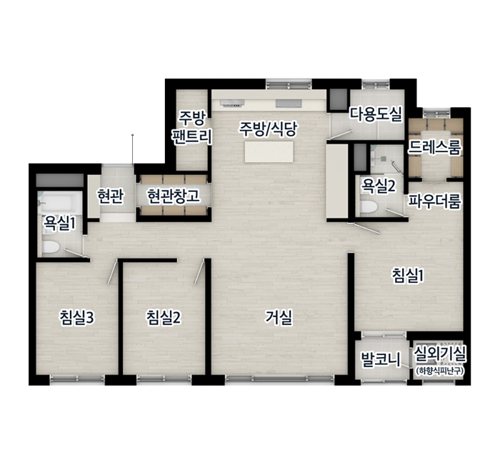 거제 센트레빌 아스테리움 84㎡A 평면도 - 확장기본형