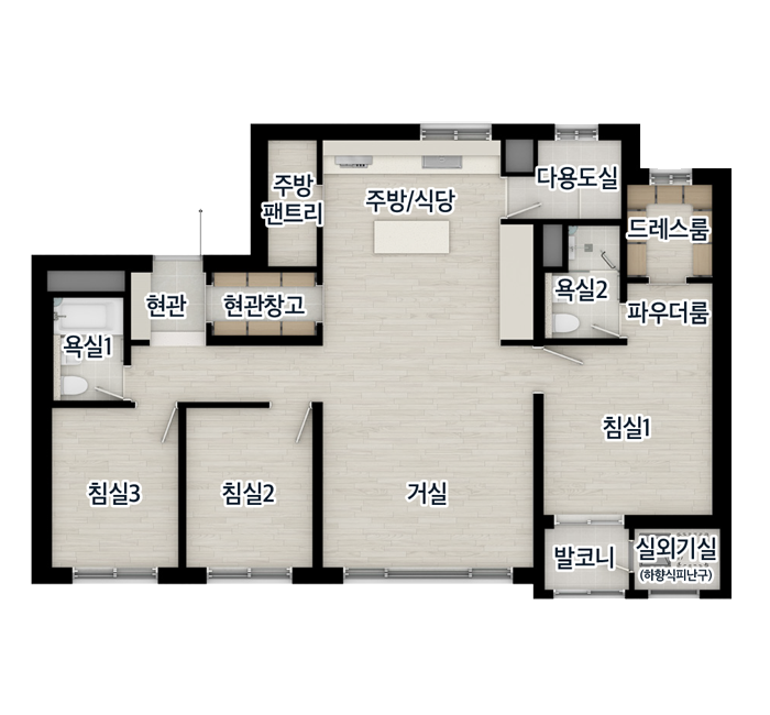 거제 센트레빌 아스테리움 84㎡B 평면도 - 확장기본형